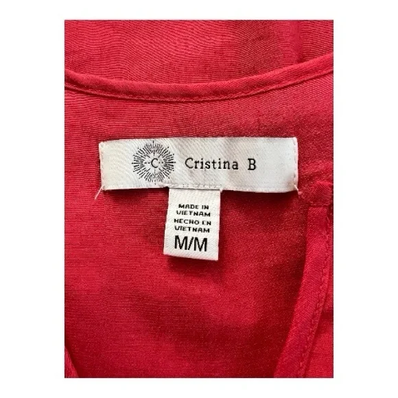 🆕 NWOT Cristina B women’s coral sleeveless high-low layered tunic top | size M - Picture 8 of 10